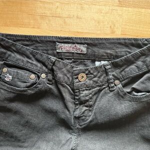 Paris Blues Women's Straight Leg Jeans- black denim